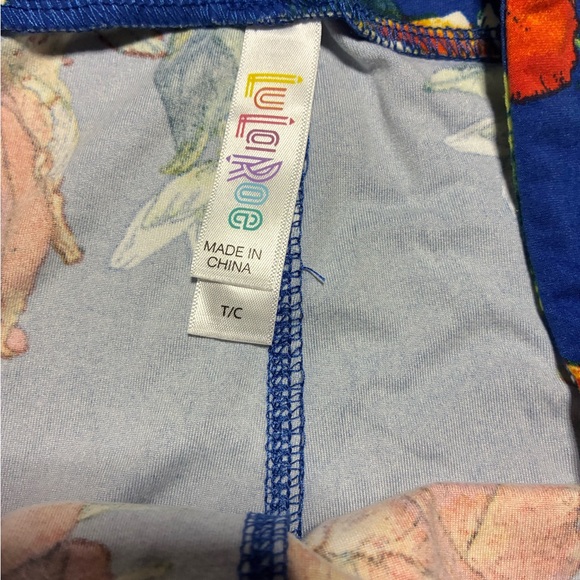 LuLaRoe Blue and Orange Floral Leggings - Picture 2 of 2